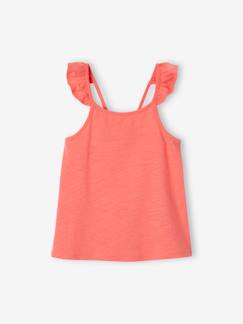 Menina 2-14 anos-T-shirts-T-shirts-Top Basics, folho nas alças, para menina