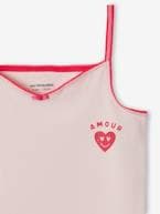 Lote de 3 camisolas de alças, corações e unicórnios, em algodão bio, para menina rosa 