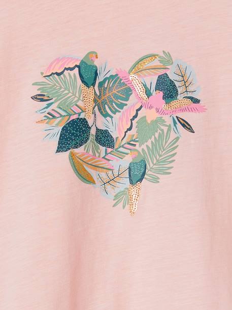 T-shirt com folho e lantejoulas, para menina rosa-pálido+rosa-velho+VERDE ESCURO LISO COM MOTIVO+verde-água 