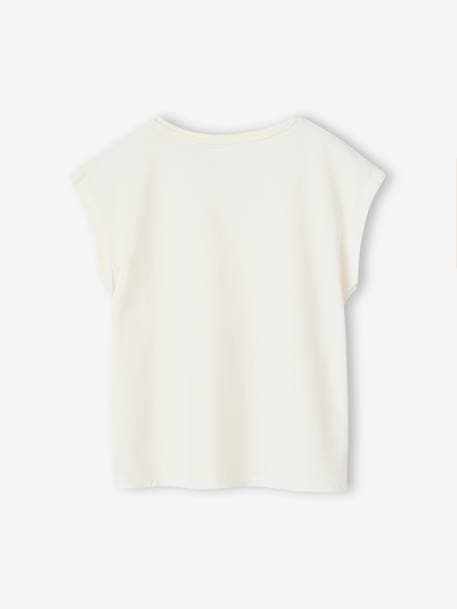 T-shirt lisa Basics, mangas curtas, para menina coral+cru 