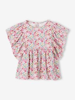 Menina 2-14 anos-T-shirts-T-shirts-Blusa às flores, para menina