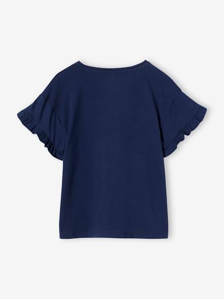 T-shirt às riscas, coração com lantejoulas, para menina azul-céu+BRANCO MEDIO AS RISCAS+marinho+riscas azuis 