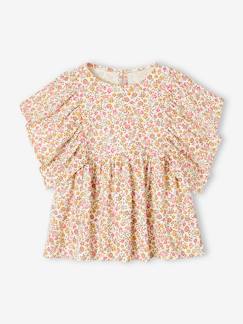 Menina 2-14 anos-Blusa às flores, para menina