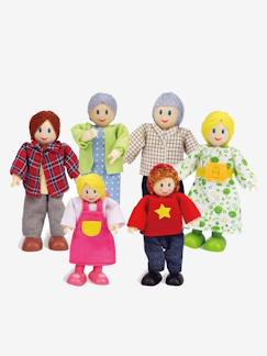 Toda a Seleção-Brinquedos-Jogos de imaginação- Bonecos, planetas, pequenos heróis e animais-Família de 6 bonecas em madeira, Hape