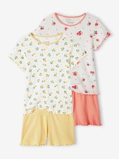 Menina 2-14 anos-Lote de 2 pijamas frutos, em malha canelada, para menina