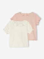 Lote de 2 t-shirts em algodão biológico, para recém-nascido rosa-nude 