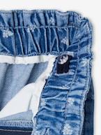 Jeans largos estilo paperbag, estampado às flores, para menina azul-escuro+stone 