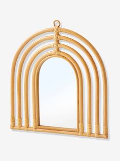 Têxtil-lar e Decoração-Decoração-Espelho em forma de arco-íris, em rattan