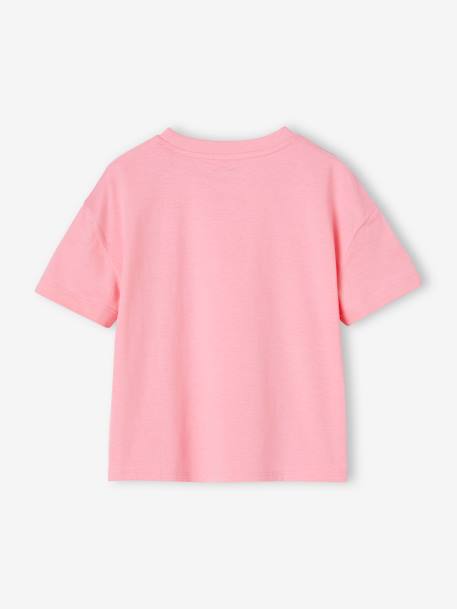 T-shirt lisa Basics, mangas curtas, para menina rosa-bombom 