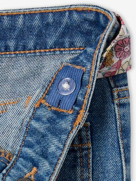 Jeans largos com cinto às flores, para menina stone 