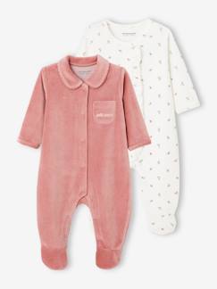 Bebé 0-36 meses-Pijamas, babygrows-Lote de 2 pijamas em veludo, para bebé