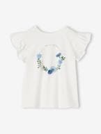 T-shirt com coroa de flores em relevo e purpurinas, para menina cru 