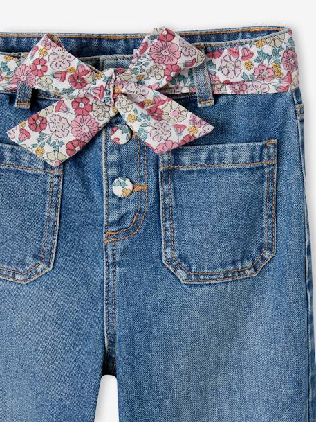 Jeans largos com cinto às flores, para menina stone 