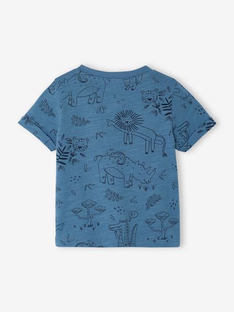 T-shirt selva, em jersey com efeito mesclado, para bebé azul+cru 