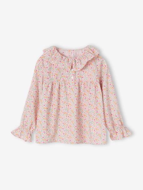 Blusa estampada às flores, para menina cru+rosa+rosa-blush+verde-abeto+verde-água 