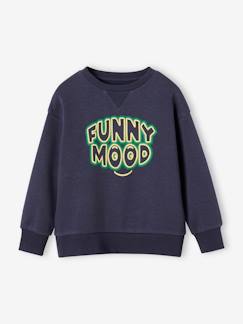 Menino 2-14 anos-Camisolas, casacos de malha, sweats-Sweatshirts-Sweat com inscrição e impressão em relevo, para menino