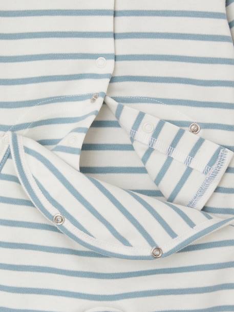 Pijama às riscas, em interlock, para bebé azul-céu 