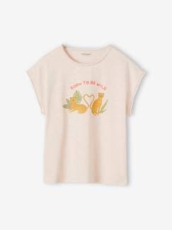 Menina 2-14 anos-T-shirts-T-shirt panteras com mensagem aveludada, para menina