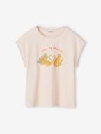 T-shirt panteras com mensagem aveludada, para menina rosa-pálido 