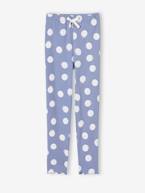 Leggings estampadas, em malha canelada, para menina azul-cambraia+cru 