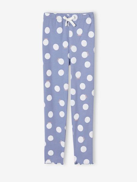 Leggings estampadas, em malha canelada, para menina azul-cambraia+cru 