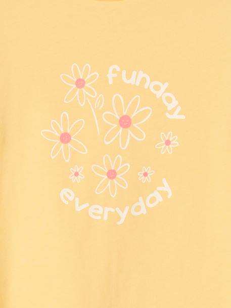 Lote de 3 t-shirts sortidas com detalhes irisados, para menina amarelo-pastel+AZUL ESCURO LISO COM MOTIVO+CASTANHO CLARO LISO COM MOTIVO+rosa-framboesa+verde-salva 