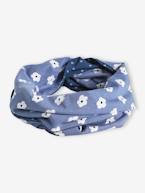 Gola snood reversível, flores/corações, para menina azul-noite 