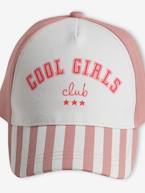 Boné 'Cool Girls Club', para menina riscas azuis+riscas rosa 