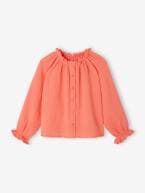 Blusa larga, em gaze de algodão, para menina coral 