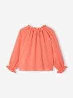 Blusa larga, em gaze de algodão, para menina coral 