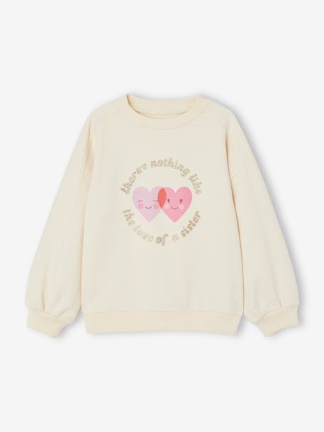 Sweat com detalhes fantasia, para menina cru+verde amêndoa 