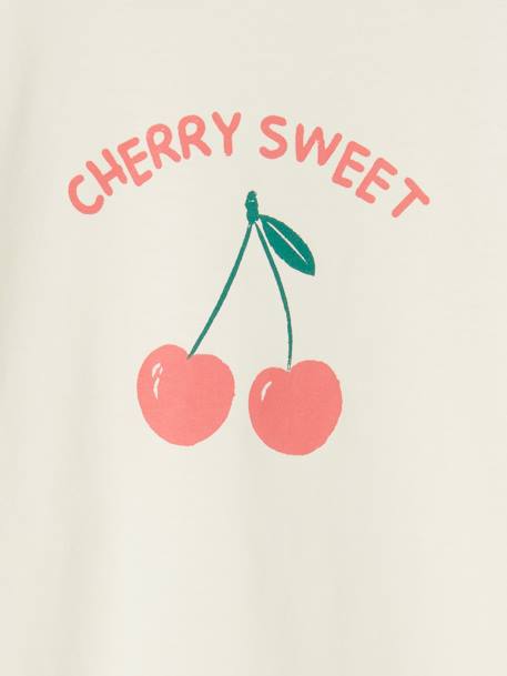 T-shirt com mensagem, para menina baunilha+coral+cru+marinho+morango+verde-abeto+vermelho 