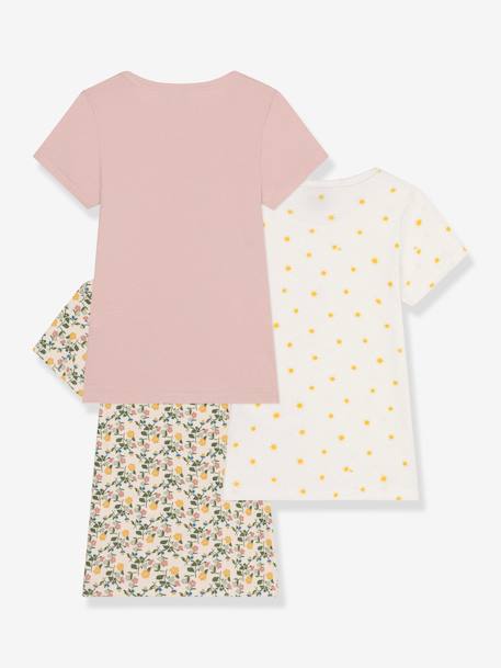 Lote de 3 t-shirts de mangas curtas, da PETIT BATEAU rosa-velho 