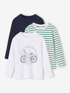 Menino 2-14 anos-T-shirts, polos-Lote de 3 camisolas sortidas de mangas compridas, para menino
