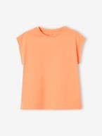 T-shirt lisa Basics, mangas curtas, para menina coral+tangerina 