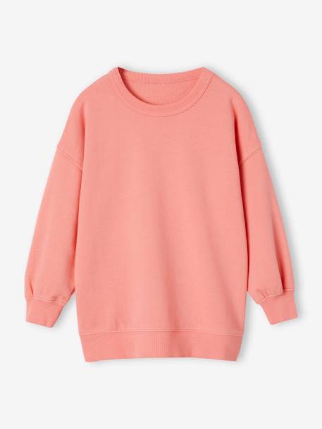 Sweat comprida, motivo grande atrás, para menina coral 