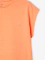 T-shirt lisa Basics, mangas curtas, para menina coral+tangerina 