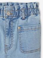 Jeans indestrutíveis, estilo paperbag, para menina double stone 