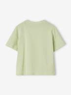 T-shirt lisa Basics, mangas curtas, para menina rosa-bombom+verde amêndoa 