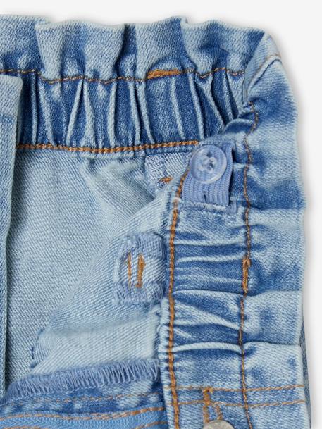 Jeans indestrutíveis, estilo paperbag, para menina double stone 