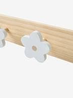 Cabide em madeira com 4 flores branco 