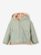 Parka reversível com capuz, para menina verde-salva 