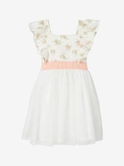 -Vestido de cerimónia com folhos, para menina