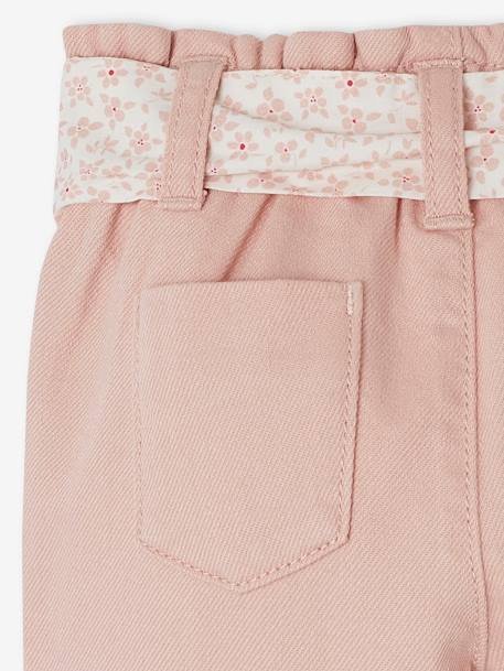Calças paperbag com cinto, para bebé cru+líquen+rosa-pálido 