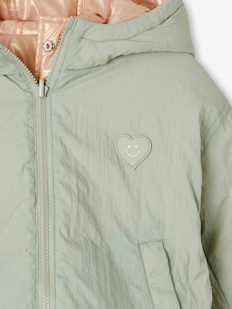 Parka reversível com capuz, para menina verde-salva 