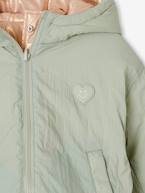 Parka reversível com capuz, para menina verde-salva 