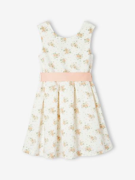 Vestido estampado às flores, especial cerimónia, para menina azul estampado+estampado rosa 