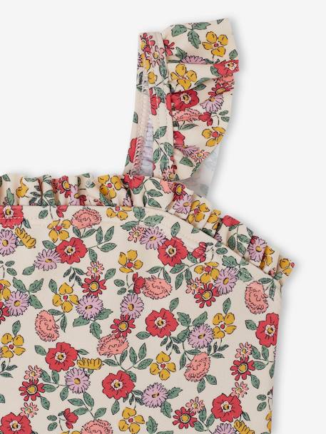 Fato de banho estampado às flores, para bebé menina rosa 