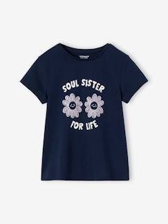 Menina 2-14 anos-T-shirt com mensagem, para menina