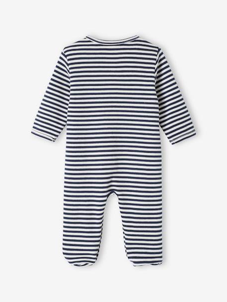 Lote de 3 pijamas, em interlock, para bebé azul-noite 